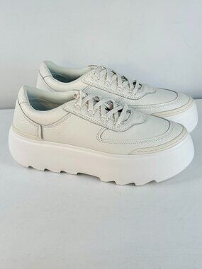 Women's 11 - UGG Marin Mega Lace Platform Leather Sneakers - White